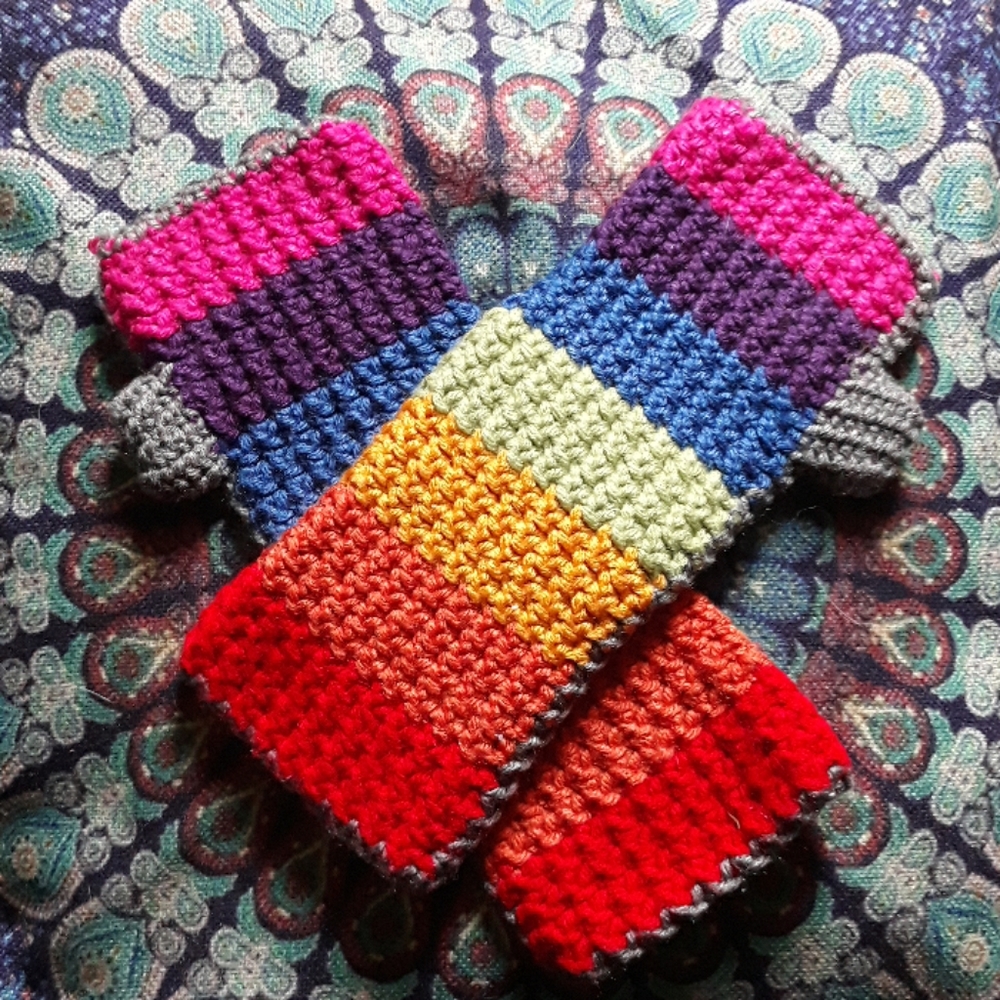 Rainbow fingerless gloves